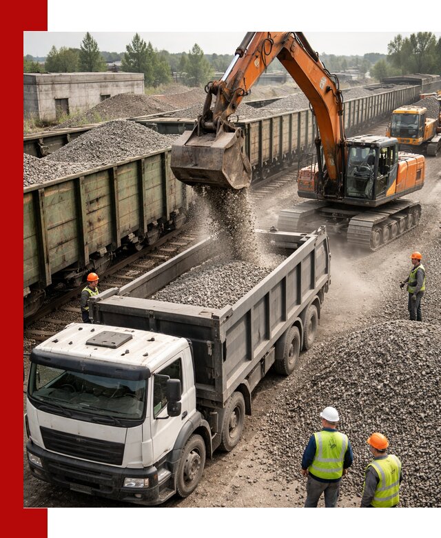 Железнодорожный щебень фракция 25–60 для поставок в Казани