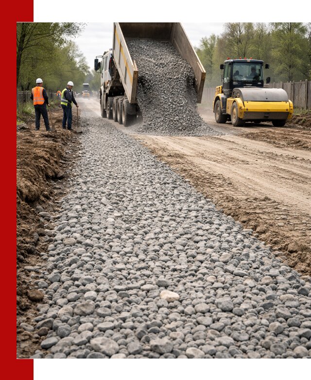 Доставка щебня для отсыпки дорог в Казани высокого качества