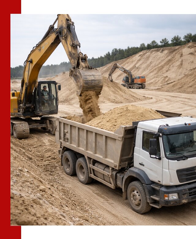 Доставка карьерного песка с самосвалами и разгрузкой в Казани