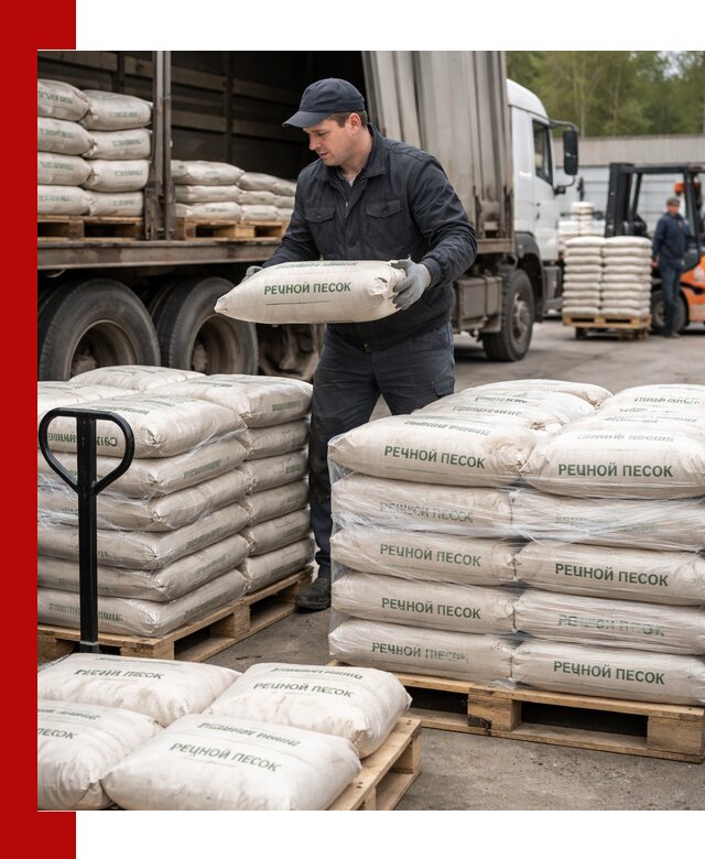 Речной песок в мешках с доставкой в Казани