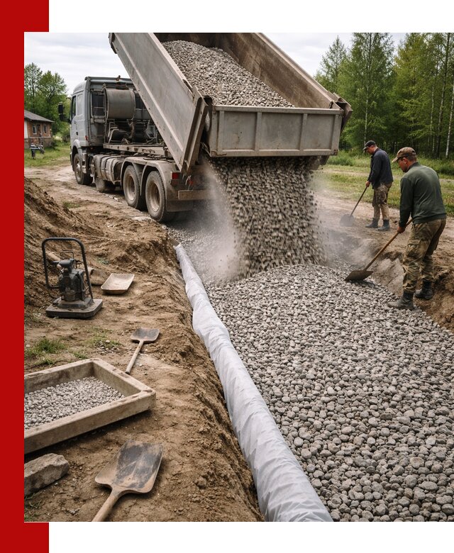 Гравий для дренажа с доставкой в Казани качественный и недорогой