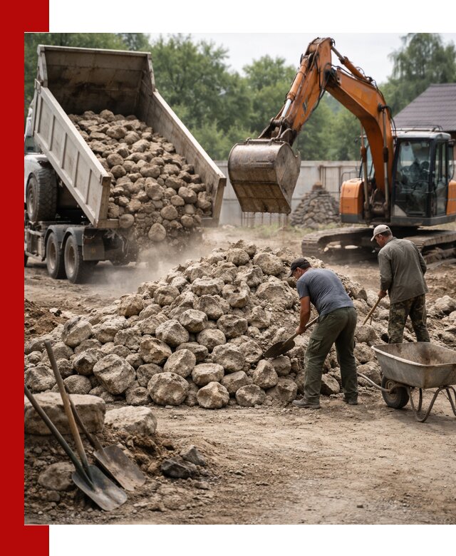 Доставка и разгрузка бутового камня в Казани