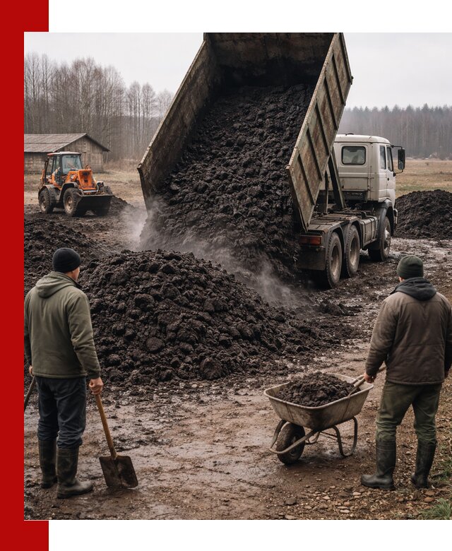 Доставка низинного торфа с разгрузкой и доставкой в Казани