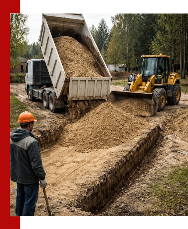 Доставка песчаного грунта в Казани для строительных работ