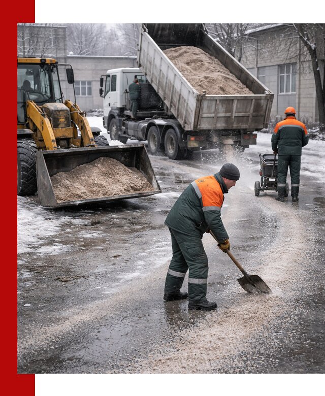 Реагент против гололеда с доставкой и нанесением в Казани
