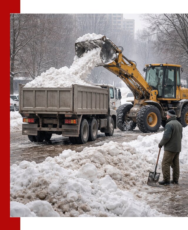 Вывоз снега грузовой техникой в Казани оперативно и чисто